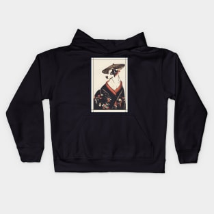 Dog japanese with kimono vintage Kids Hoodie